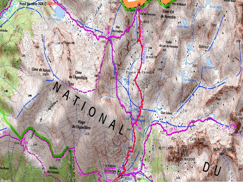 DETAIL PARCOURS LAC COL DE FENESTRE