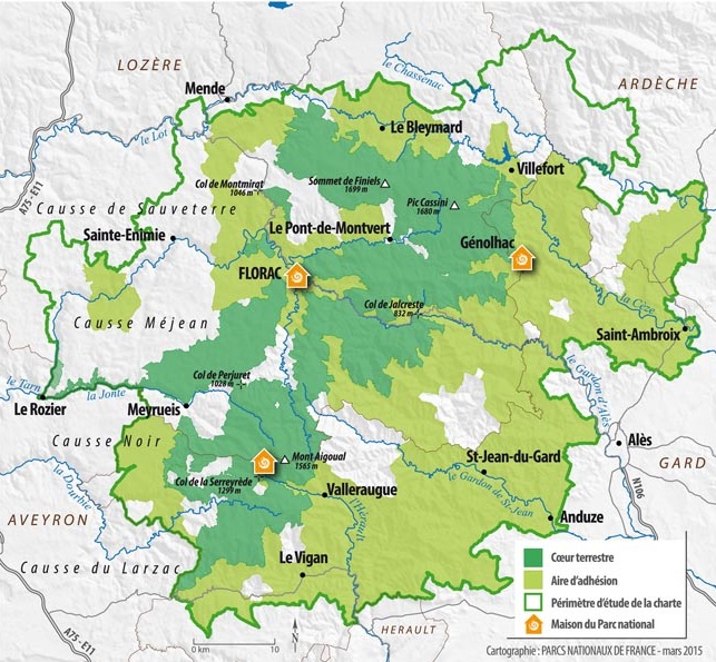 parc des cévennes carte de france