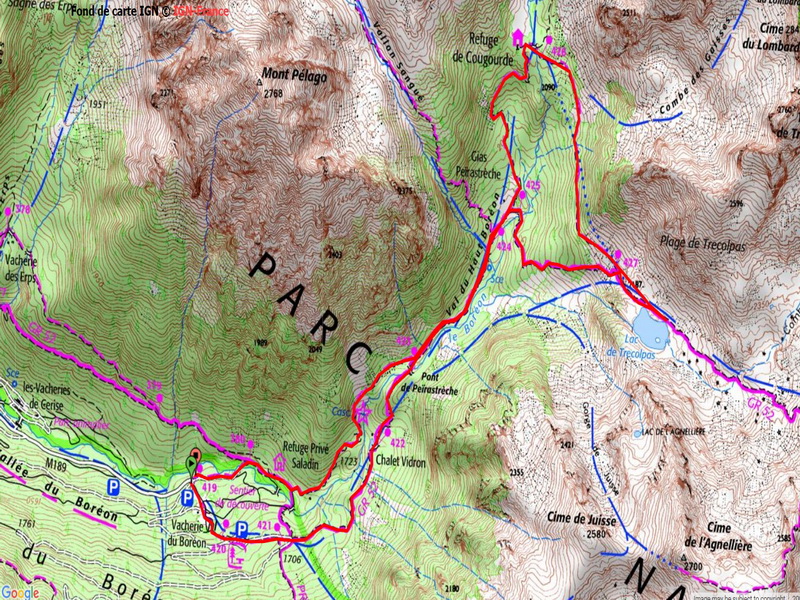 parcours lac trecolpas refuge cougourde